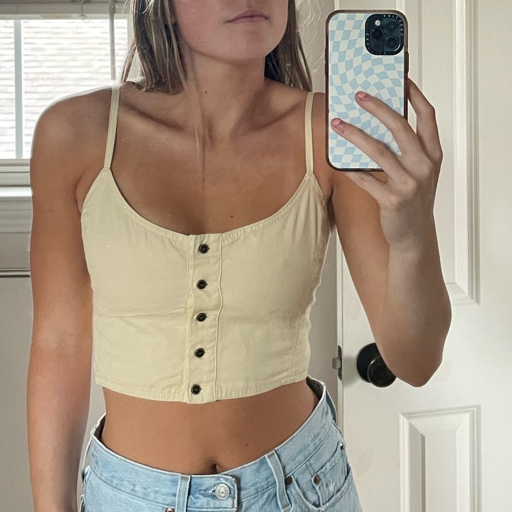 Cream Button Up Tank Top